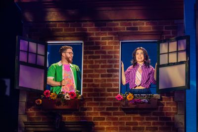 AVENUE Q. Oliver Jacobson (Brian) and Amelia Kinu Muus (Christmas Eve). Photo by Matt Photo