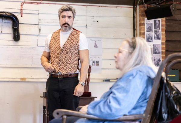 (L-R) Steve Chusak as 'Dr Reid' and Amanda Boxer as 'Victoria' Photo