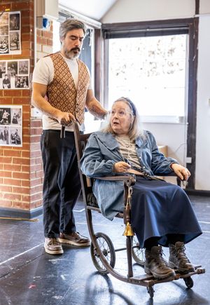 (L-R) Steve Chusak as 'Dr Reid' and Amanda Boxer as 'Victoria' Photo