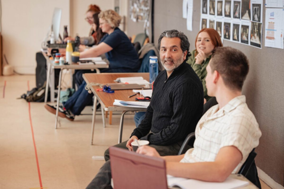 Amit Sharma (Director) & Tom Wright (Writer) in Please Please Me rehearsals at Kiln Theatre © Mark Senior at 