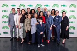 The company, playwright Julissa Reynoso, and Artistic Director Oskar Eustis Photo