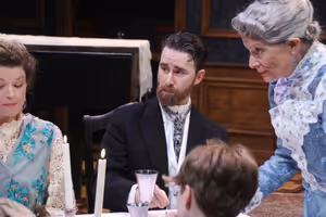 L-R Meg Rodgers as Gretl, Dain Geist as Hermann, and Karen Ross as Emilia Photo