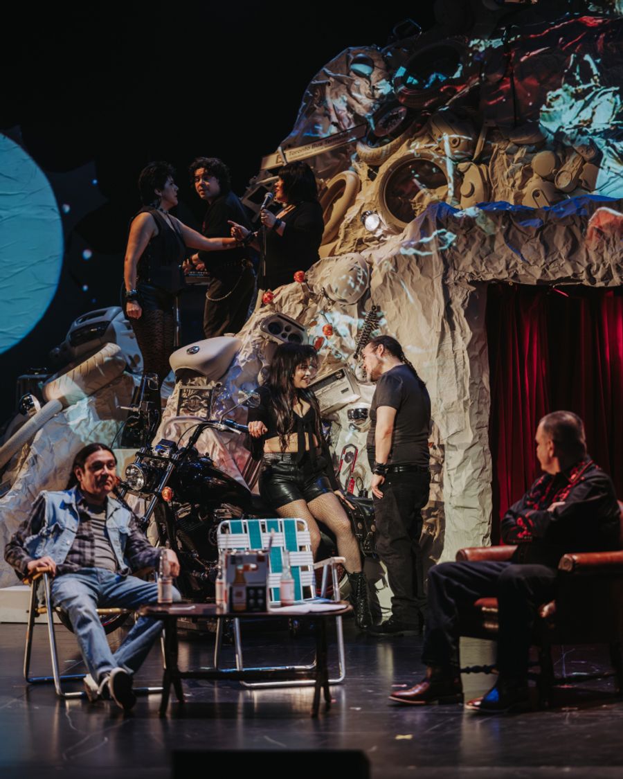 (Front) Jonathan Fisher, Melody McArthur, Trevor Duplessis, Everett Morrison, (Back) Nicole Joy-Fraser, Josh Languedoc, Patricia Cano in the NAC-CNA's Rose. Photo by Curtis Perry. 