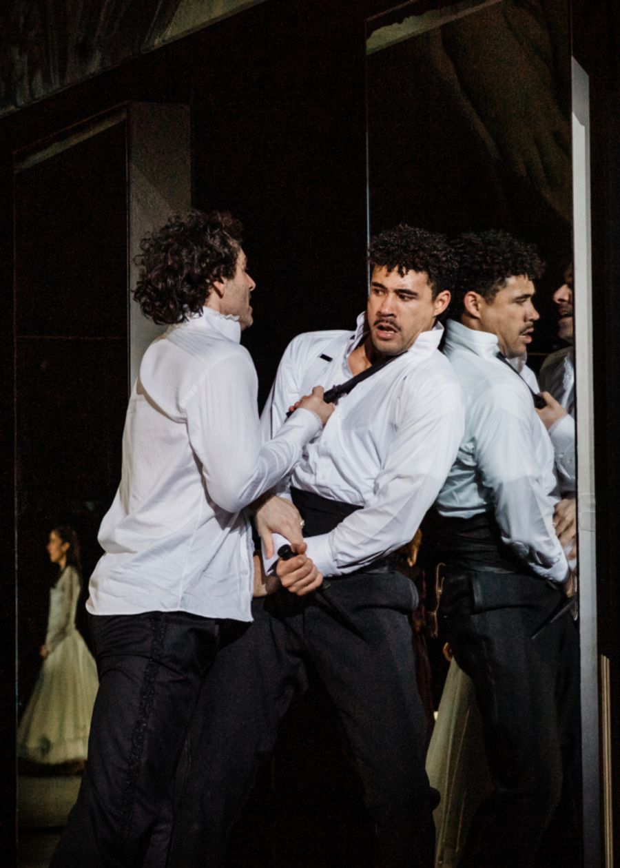 Photos: Monica Barbaro, Lesley Manville and Aidan Turner in LES LIAISONS DANGEREUSES Image