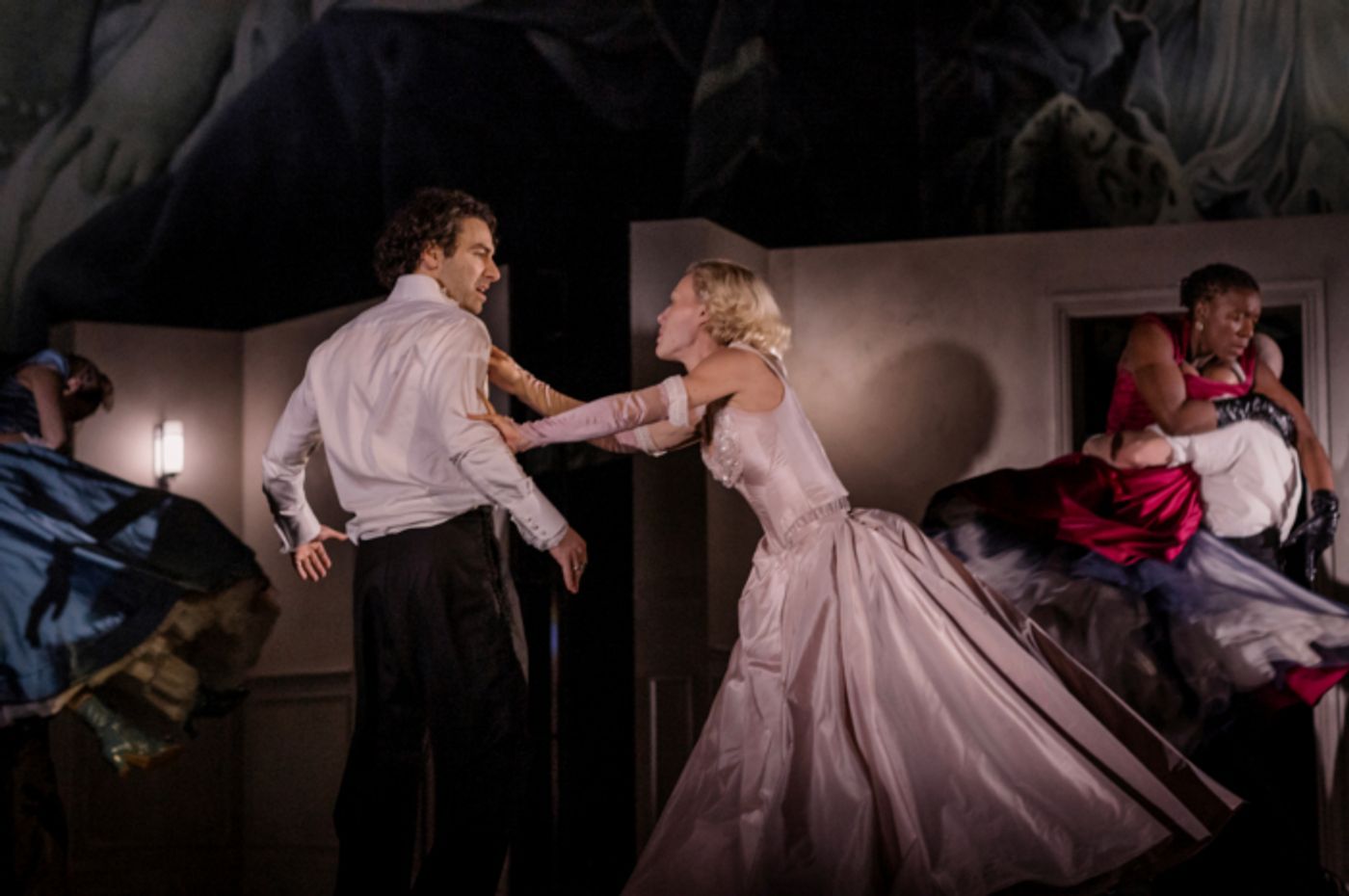 Photos: Monica Barbaro, Lesley Manville and Aidan Turner in LES LIAISONS DANGEREUSES Photos: Monica Barbaro, Lesley Manville and Aidan Turner in LES LIAISONS DANGEREUSES Image