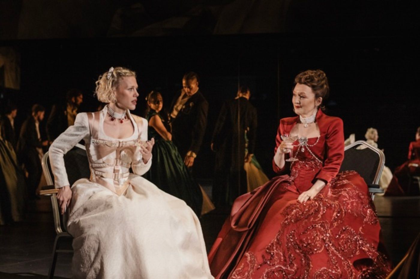 Photos: Monica Barbaro, Lesley Manville and Aidan Turner in LES LIAISONS DANGEREUSES Photos: Monica Barbaro, Lesley Manville and Aidan Turner in LES LIAISONS DANGEREUSES Image