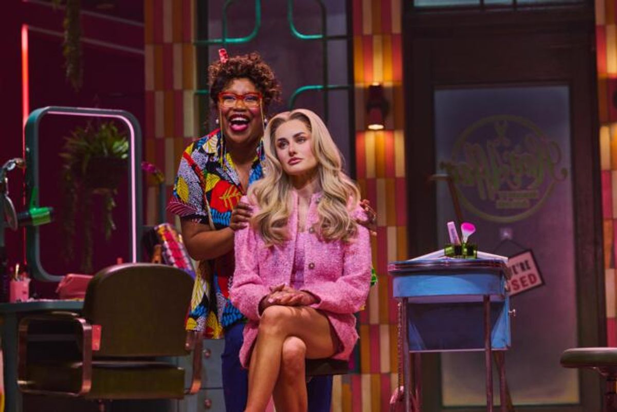 Karen Mavundukure as Paulette & Amber Davies as Elle Woods at 