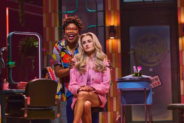 Karen Mavundukure as Paulette & Amber Davies as Elle Woods Photo