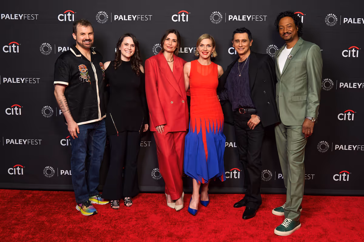 Gordon Smith, Jenn Carroll, Karolina Wydra, Rhea Seehorn, Carlos-Manuel Vesga, and Samba Schutte at Photos: PaleyFest LA 2026 Kicks Off with Apple TV PLURIBUS Panel