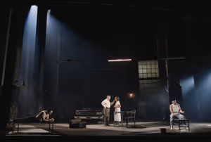 Ben Ahlers, Nathan Lane, Laurie Metcalf, and Christopher Abbott by Emilio Madrid Photo