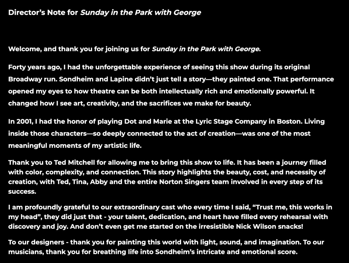Stage Mag Spotlight: The Norton Singers' SUNDAY IN THE PARK WITH GEORGE  Image