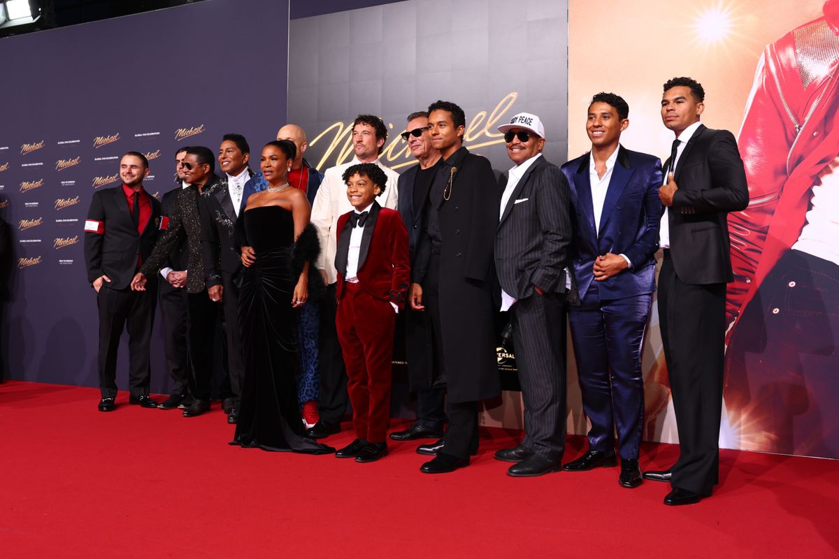 Prince Jackson, Bigi Jackson, Jackie Jackson, Jermaine Jackson, KeiLyn Durrel Jones, Nia Long, Miles Teller, Juliano Valdi, Graham King, Jaafar Jackson, Marlon Jackson and guests at 