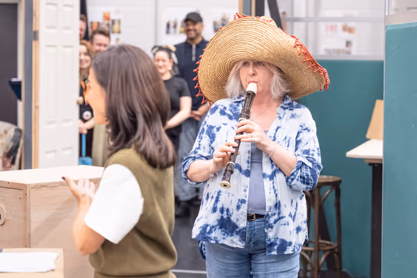 CLAIRE MOORE in rehearsals for BANK OF DAVE, credit Marc Brenner Photo