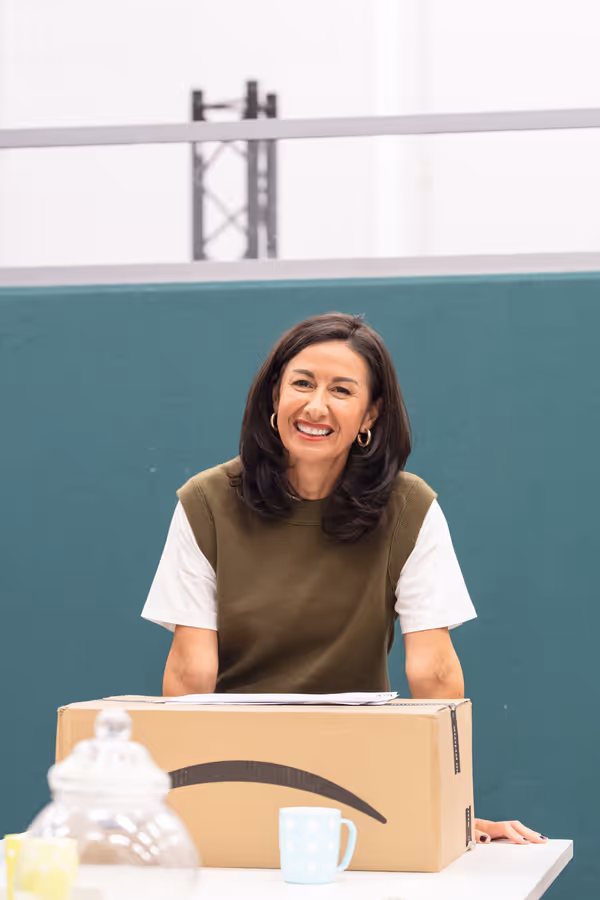 Hayley Tamaddon  in rehearsals for BANK OF DAVE, credit Marc Brenner Photo