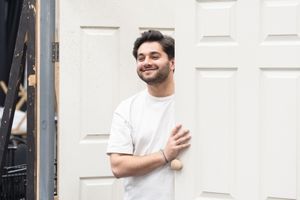 Lucca Chadwick Patel in rehearsals for BANK OF DAVE, credit Marc Brenner Photo