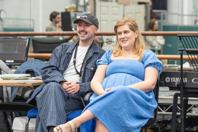 Rob Madge & Pippa Cleary in rehearsals for BANK OF DAVE, credit Marc Brenner 2 Photo