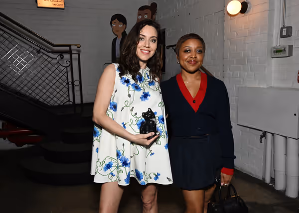 NEW YORK, NEW YORK - APRIL 16: (L-R) Aubrey Plaza and Quinta Brunson attend the NYC… Photo