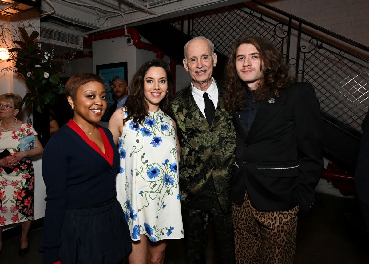 NEW YORK, NEW YORK - APRIL 16: (L-R) Quinta Brunson, Aubrey Plaza, John Waters and a guest attend the NYC premiere of Prime Video's 'Kevin' from creators Aubrey Plaza and Joe Wengert at The Metrograph on April 16, 2026 in New York City. (Photo by Slaven Vlasic/Getty Images for Prime Video) at 