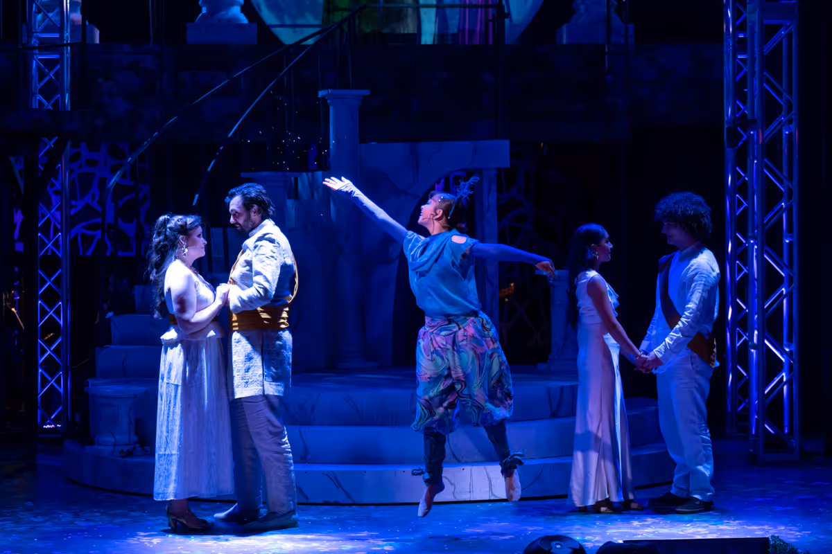 Jackey Boelkow (Hippolyta), Joe Picchetti (Theseus), Lainey Techtmann (Puck), Serena Vasquez (Hermia), and Lucas Drube at Photos: A ROCKIN' MIDSUMMER NIGHT'S DREAM At Skylight Music Theatre