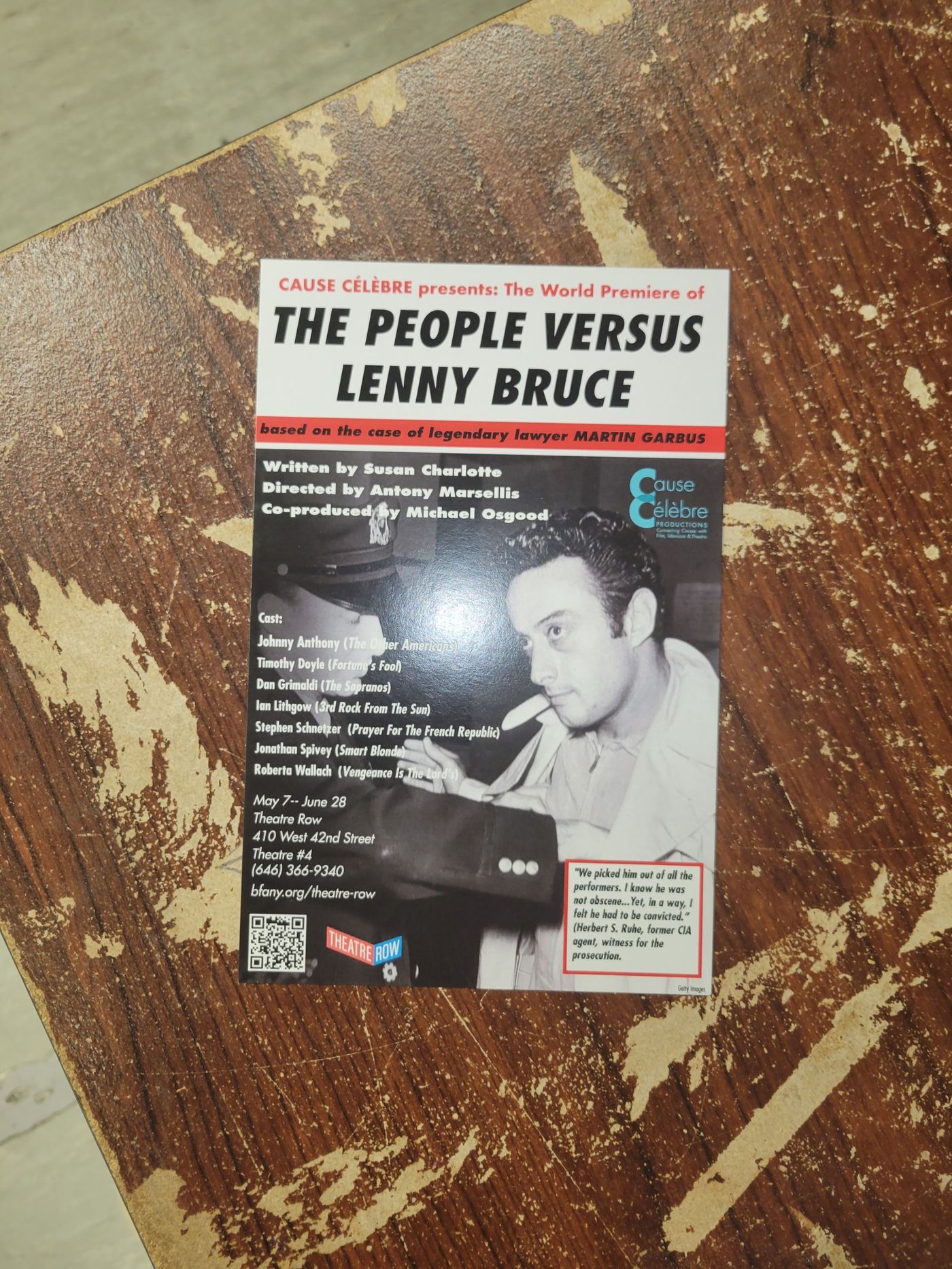 Photos: THE PEOPLE VERSUS LENNY BRUCE Begins Rehearsals at Theatre Row  Image