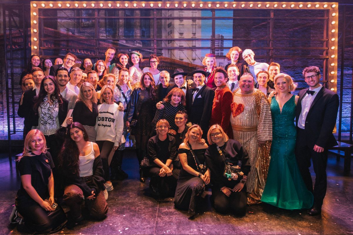 Amal Clooney, George Clooney, and the cast of The Producers  at 