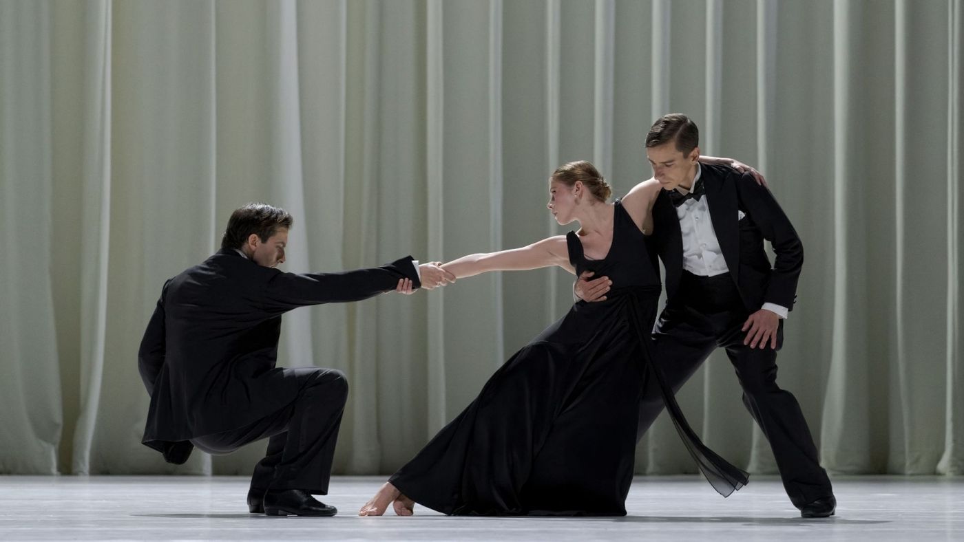 Spencer Hack, Isabella Kinch, and Alexander Bozinoff in Procession. Photo by Karolina Kuras. 