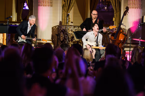 Neil Pepe (left) & Darren Criss, and bassist George Farmer Photo