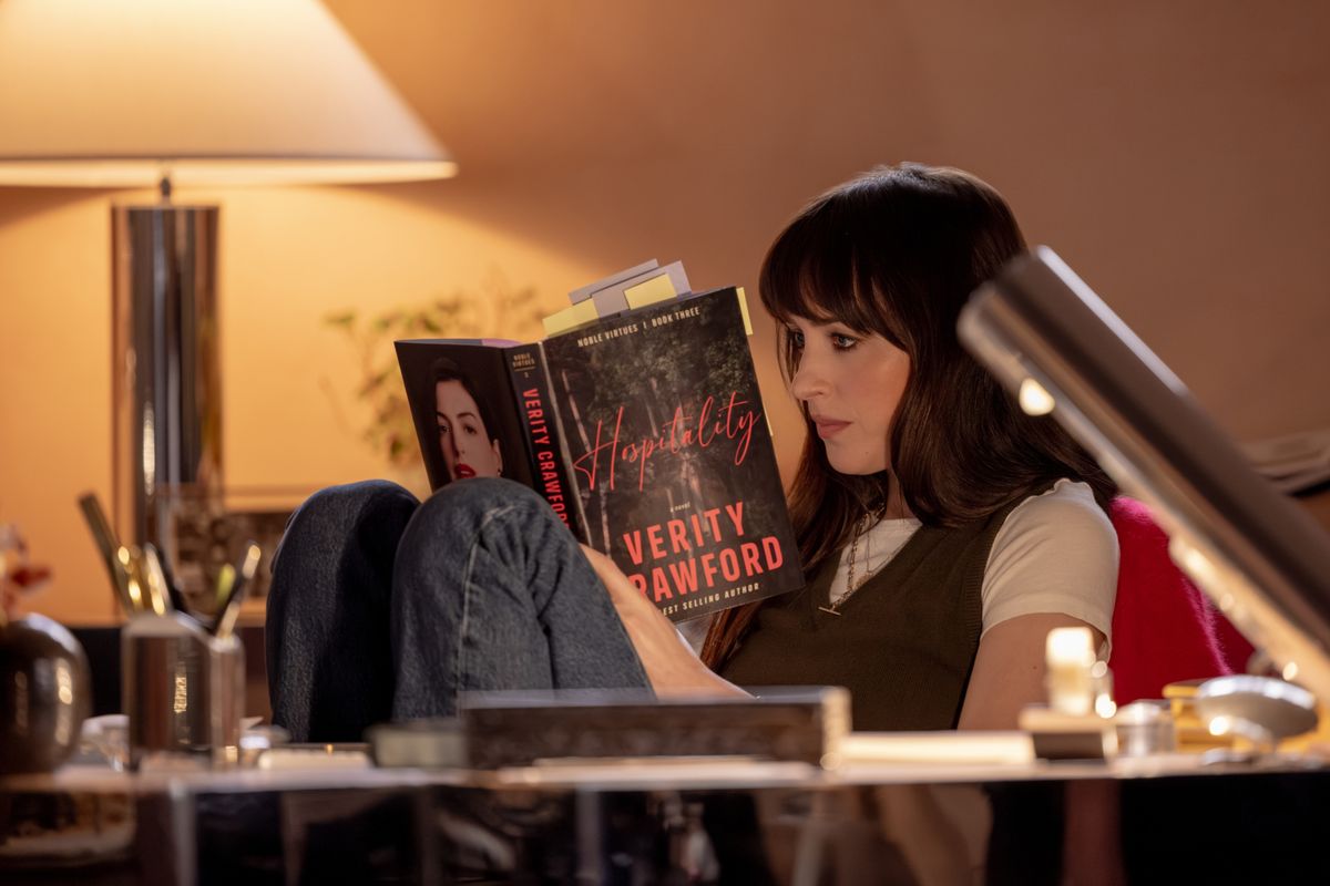 Dakota Johnson at Video/Photos: First Look at Anne Hathaway and Dakota Johnson in VERITY