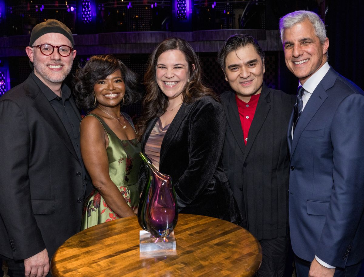 18a.Muse Award honorees Ryan Scott Oliver, LaChanze, Lindsay Mendez, Jose Antonio Vargas, and Ken Davenport at 