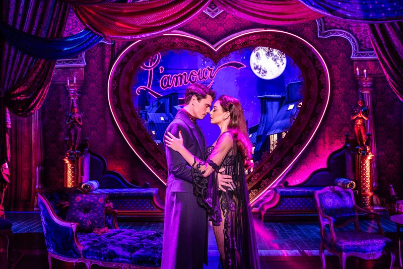 Jay Armstrong Johnson and Arianna Rosario the 2025 touring production of MOULIN ROUGE! THE MUSICAL. Photo by Matthew Murphy and Evan Zimmerman for MurphyMade