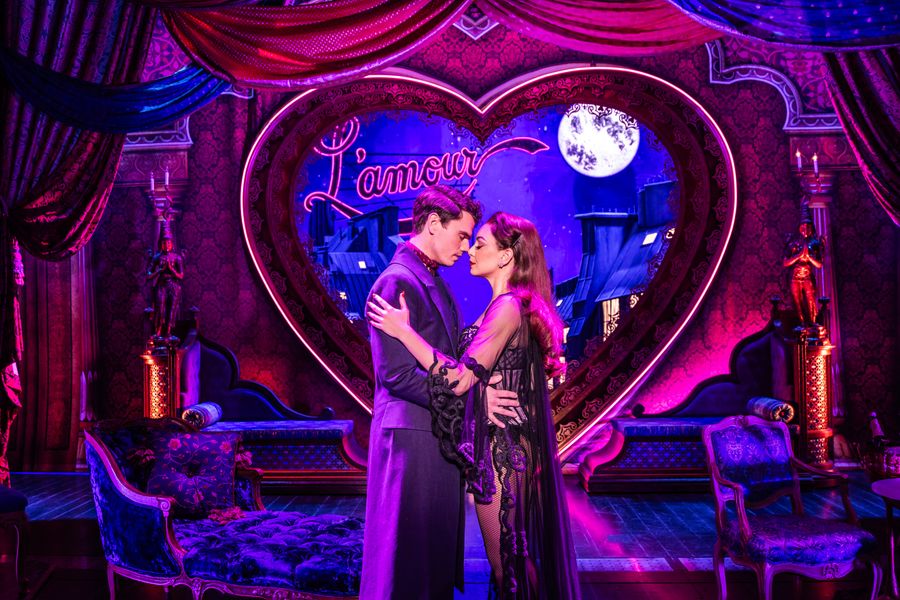 Jay Armstrong Johnson and Arianna Rosario the 2025 touring production of MOULIN ROUGE! THE MUSICAL. Photo by Matthew Murphy and Evan Zimmerman for MurphyMade