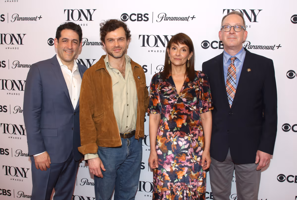 Evan Cabnet, Alden Ehrenreich, Gina Gionfriddo and Adam Siegel at Photos: Meet the 2026 Tony Award Nominees