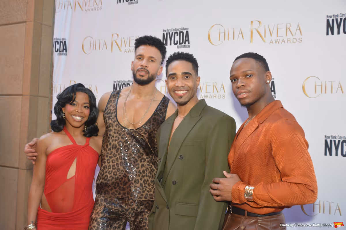 Dava Huesca, Sydney James Harcourt, Jonathan Burke and Bryce Farris at Photos: Stars Walk the Red Carpet at the 2026 Chita Rivera Awards