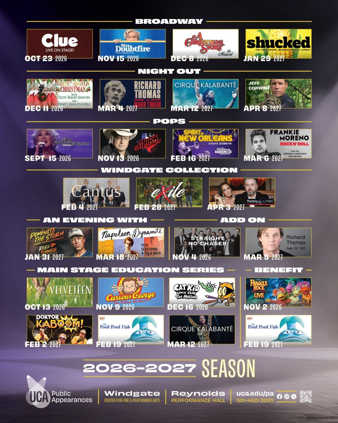 Reynolds Performance Hall Reveals 2026/2027 Season Image