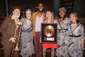 11. Original Broadway Cast and Musicians. From L to R_ Brian Dyre, Jessie Shelton, Malcolm Armwood, Anaïs Mitchell, Jewelle Blackman, Kay Trinidad. Photo by Michaelah Reynolds @ BroadwayWorld 11. Original Broadway Cast and Musicians. From L to R_ Brian Dyre, Jessie Shelton, Ma Photo