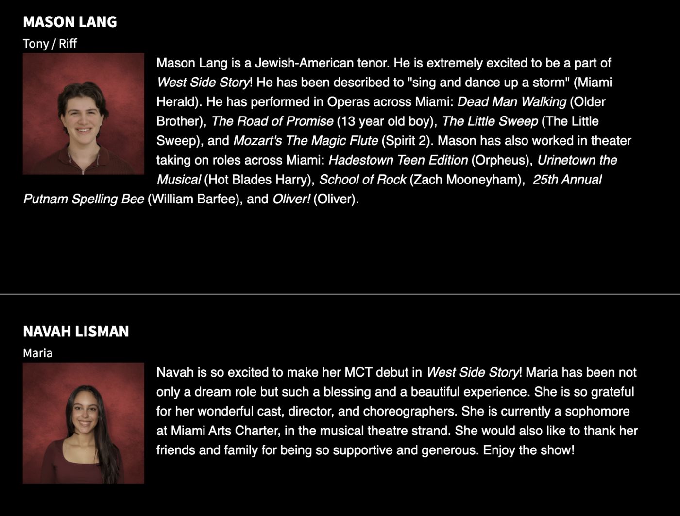 Stage Mag Spotlight: Miami Children’s Theater's WEST SIDE STORY Image