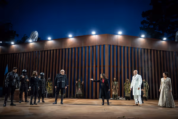 17. Glenn Fleshler, Jessica Pimentel (center), and the company Photo
