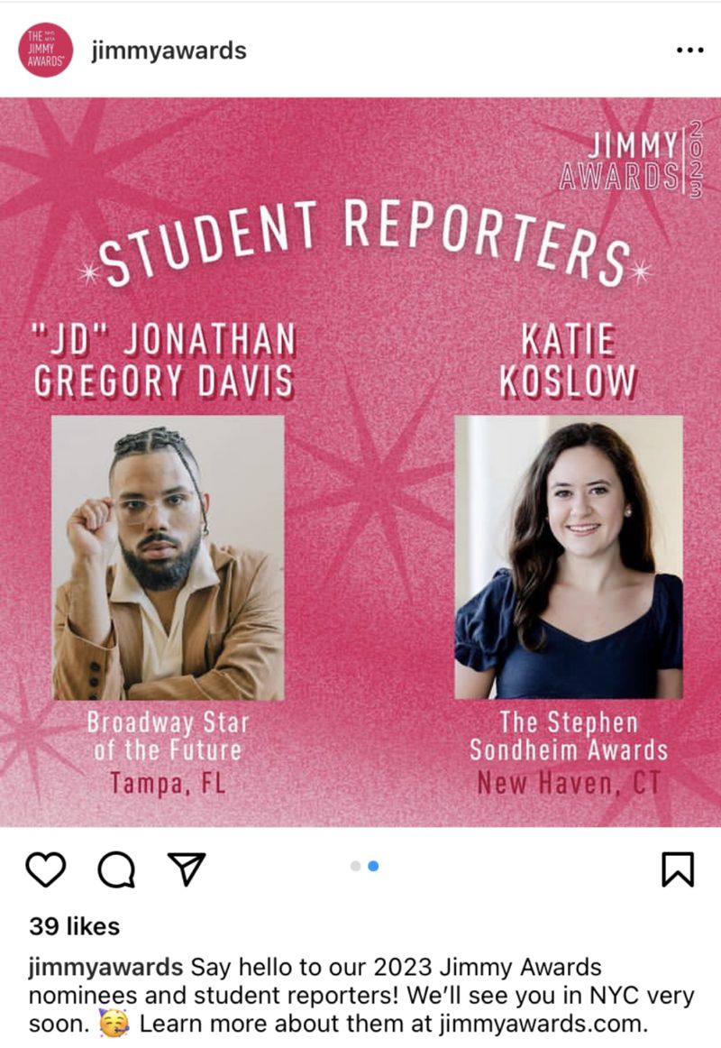 Student Blog: Here's To The Ones Who Dream: How I Became a Reporter for the Jimmy Awards Image