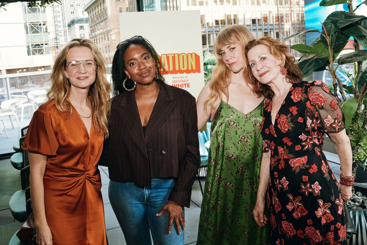 Bess Wohl, Whitney White, Susannah Flood and Betsy Aidem  Valerie Terranova at Photos: Men of Broadway Celebrate LIBERATION at Cocktail Party