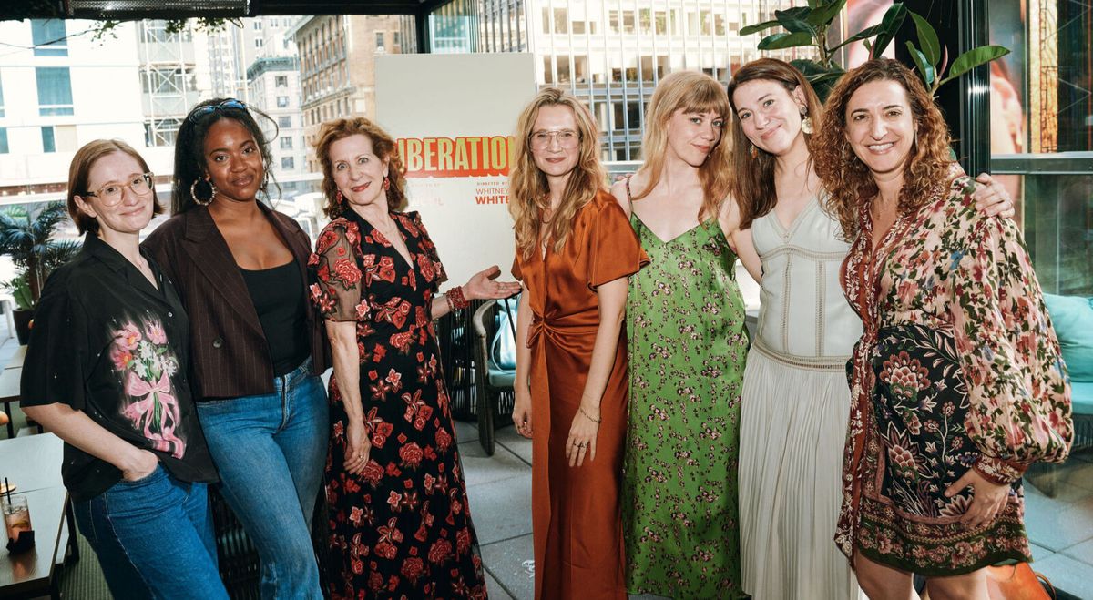 Rachel Sussman, Whitney White, Betsy Aidem, Bess Wohl, Susannah Flood, Irene Sofia Lucio and Eva Price  Valerie Terranova at Photos: Men of Broadway Celebrate LIBERATION at Cocktail Party