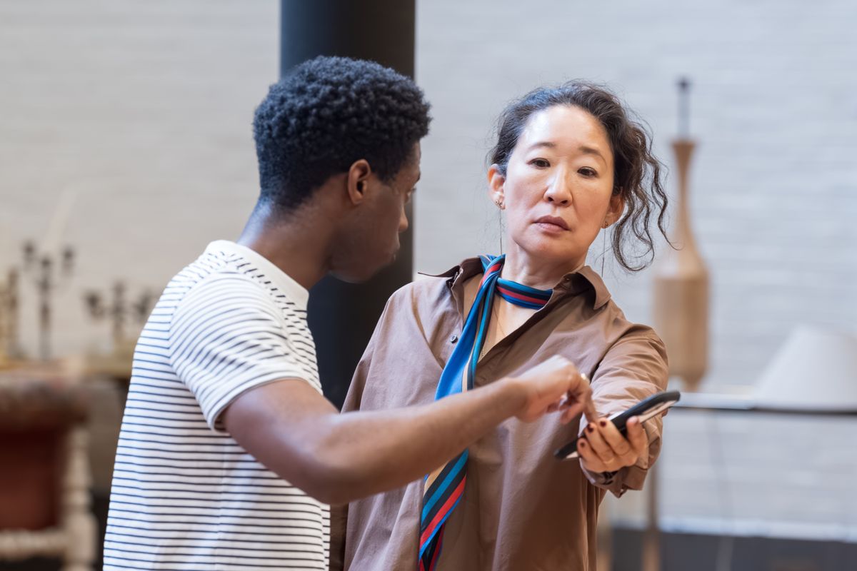Freddie MacBruce and Sandra Oh at Photos: Sandra Oh and More in Rehearsal For THE MISANTHROPE at the National Theatre