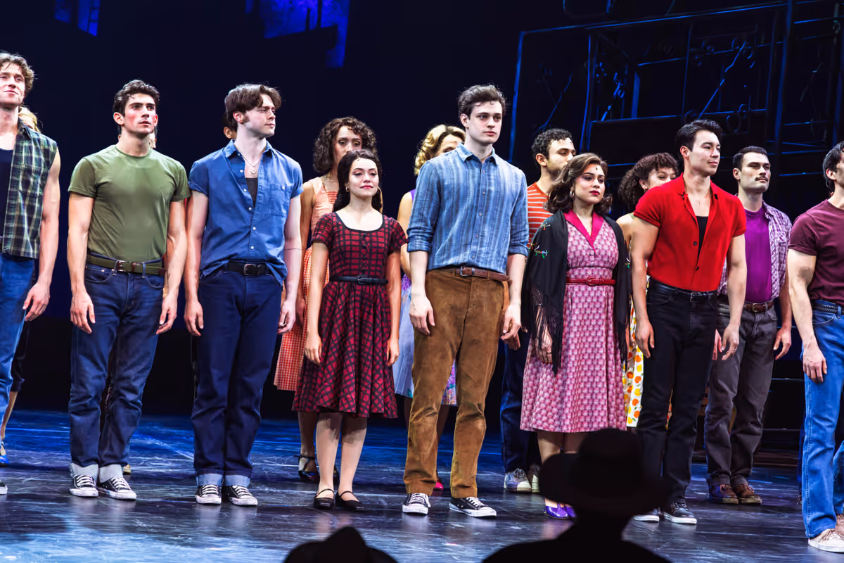Nick Alvino, Sean Harrison Jones, Sarah-Anne Martinez, Noah Henry, Mikaela Secada, Antony Sanchez, and the Company at Photos: Inside Opening Night of WEST SIDE STORY at Paper Mill Playhouse