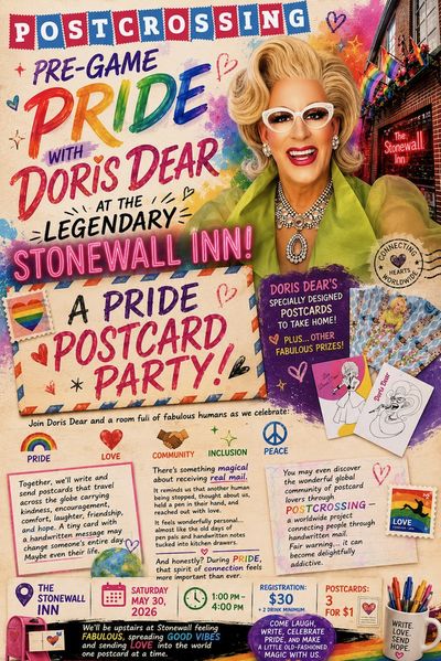 Postcarding with Doris Dear for Pride Photo