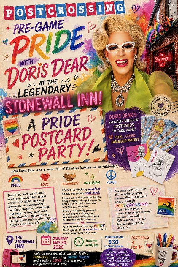 Postcarding with Doris Dear for Pride Photo