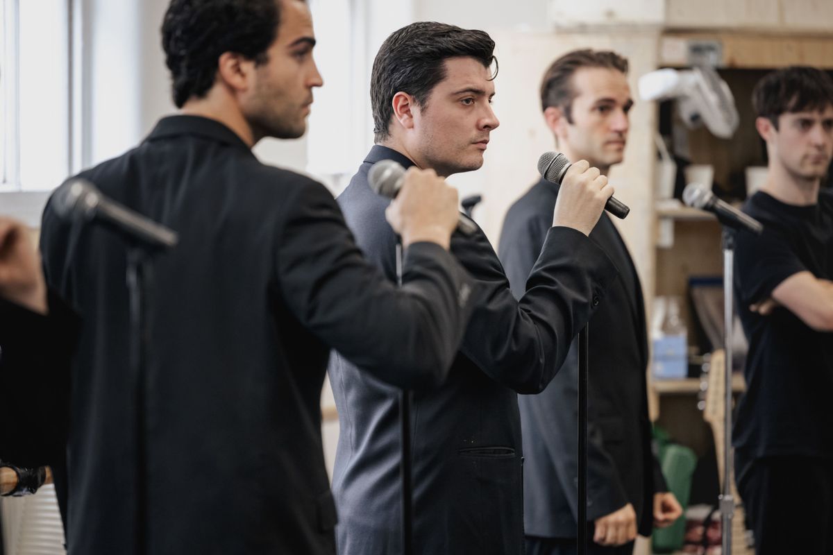 Carlo Boumouglbay, Lewis Kennedy, Toby Miles at Photos: JERSEY BOYS 20th Anniversary UK & Ireland Tour in Rehearsal