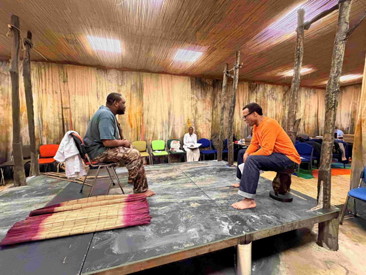 Obi Maduegbuna and Jude Akuwudike at Photos: Inside Rehearsals for THE SWAMP DWELLERS at Utopia Theatre