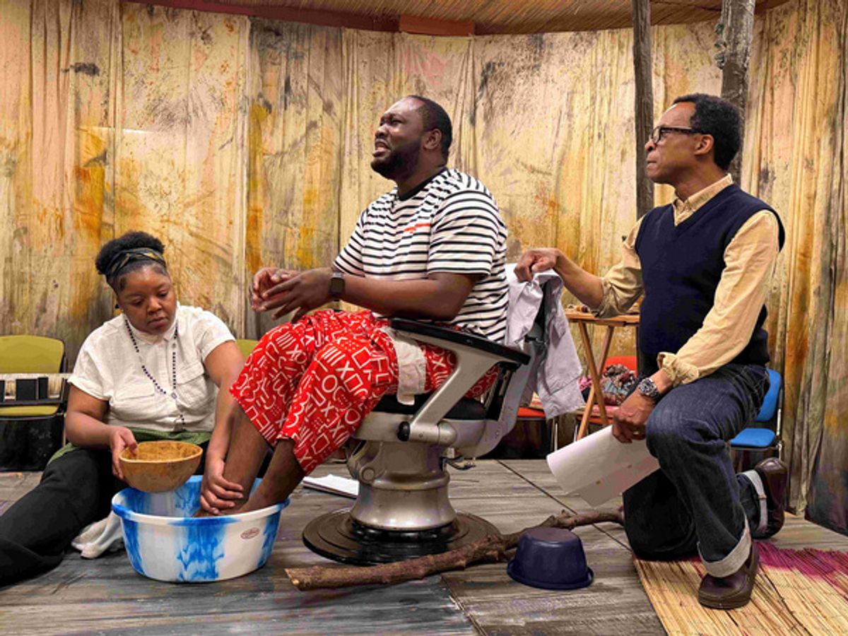 Urielle Klein-Mekongo, Obi Maduegbuna and Jude Akuwudike at Photos: Inside Rehearsals for THE SWAMP DWELLERS at Utopia Theatre