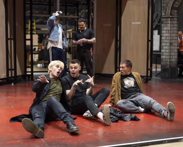 L-R Sheridan Townsley (Sick Boy), Kieran Andrew (Spud), Lewis Kidd (Renton) (Credit… Photo