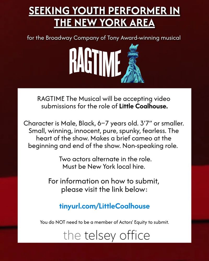 RAGTIME on Broadway to Hold Virtual Open Call for 'Little Coalhouse' Image