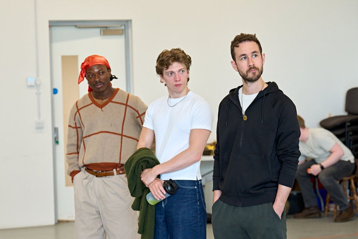 Shem Omari James (Anthony Hope), Tobias Ragg (Jack Gibson), Silas Wyatt-Barke (Adolfo Pirelli) REH-036 at Photos: Ramin Karimloo and Meow Meow Star In SWEENEY TODD, Now In Rehearsal at Birmingham Rep